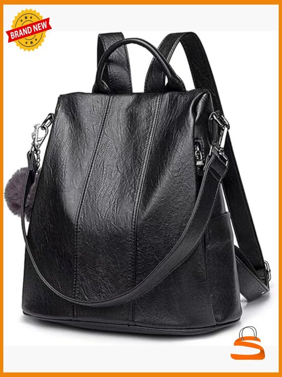 Faux Leather Backpack for Women, Soft Rucksack with Anti-Theft Pocket main image 4